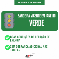 Bandeira tarifária de energia elétrica vigente em janeiro é a verde